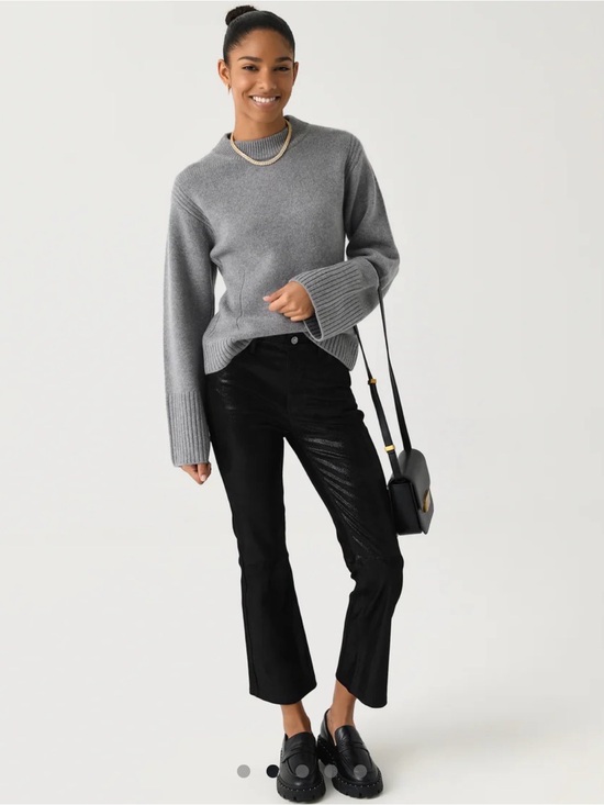 Frame Denim Pants - Frame Denim Black Le Crop Mini Boot Leather Pants